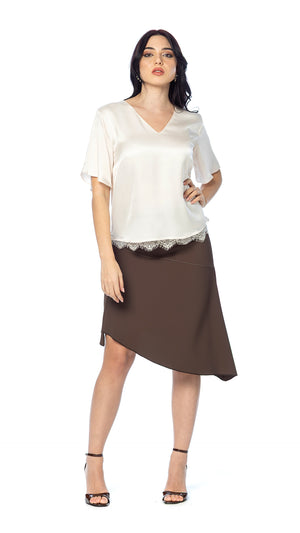 Blusa in Raso di Viscosa con Pizzo