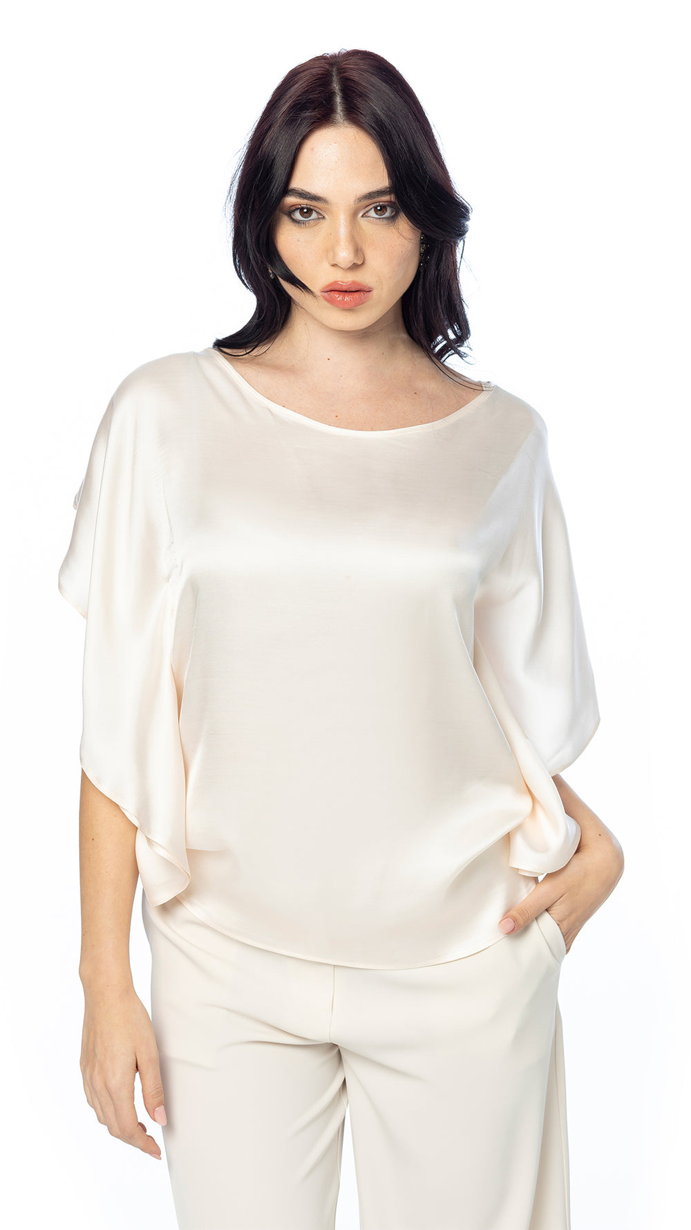 Blusa con Manica Rouche in Viscosa