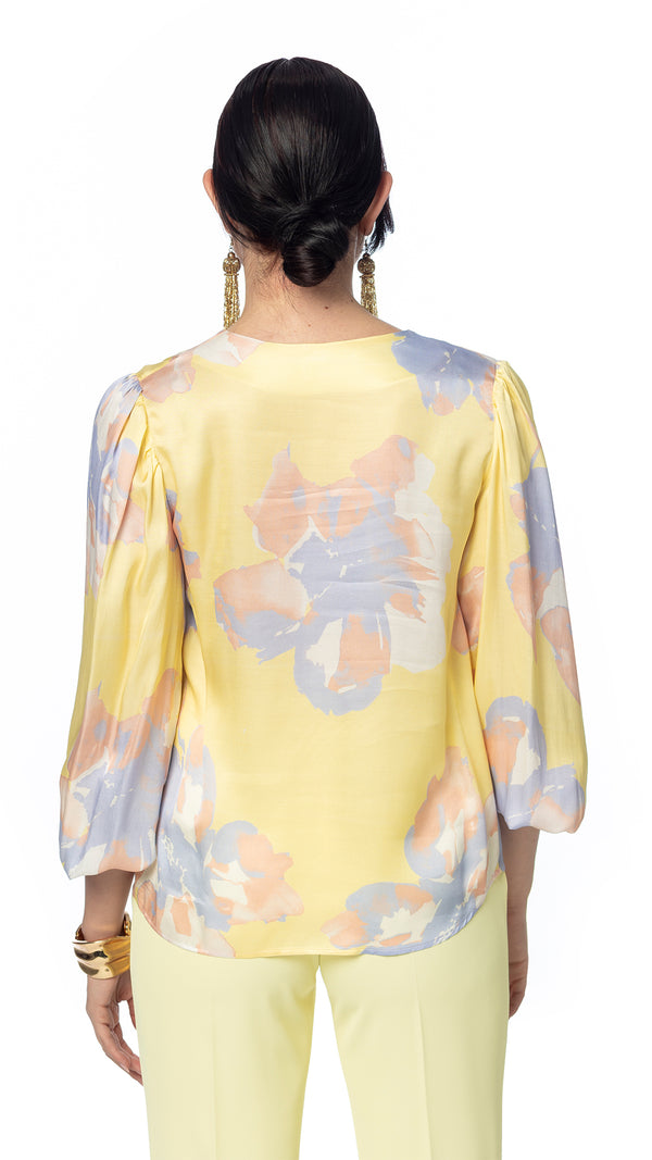 Blusa in Raso con Manica Arricciata