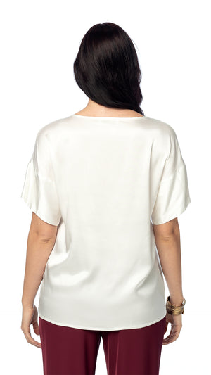 Blusa in Raso con Maniche a Petalo