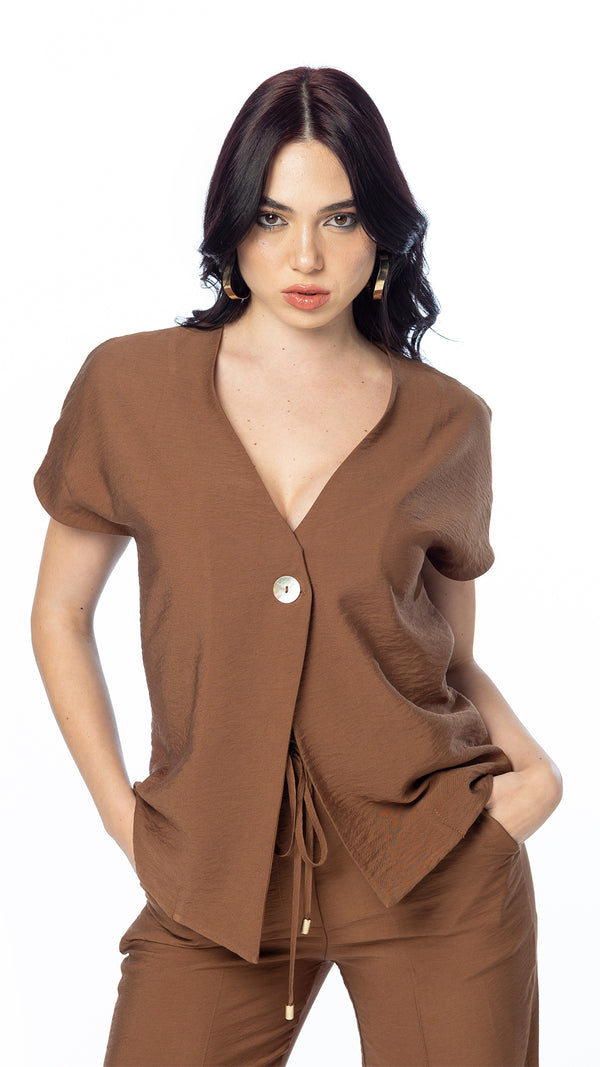 Camicia 1 Bottone in Lino/Nylon