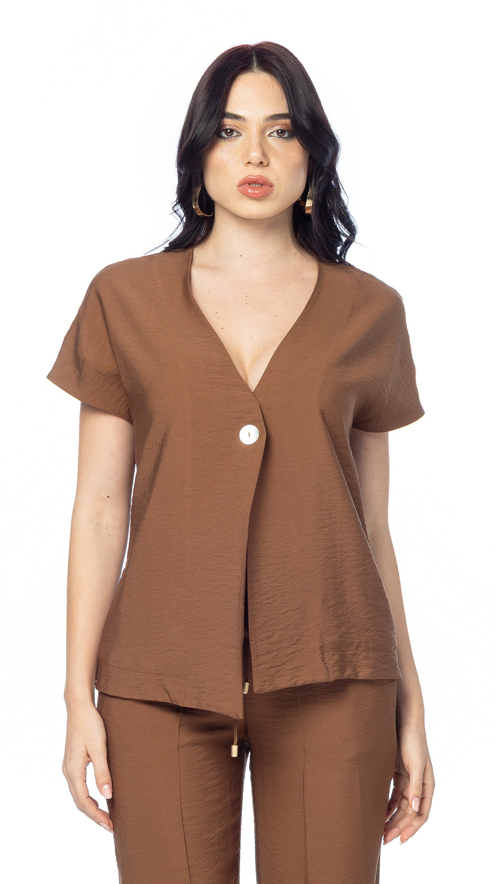 Camicia 1 Bottone in Lino/Nylon