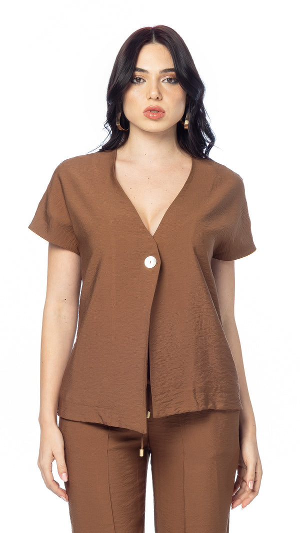 Camicia 1 Bottone in Lino/Nylon