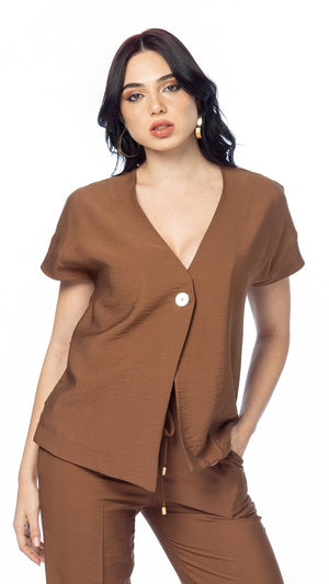 Camicia 1 Bottone in Lino/Nylon