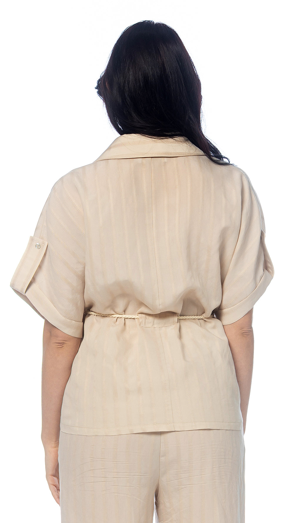 Camicia in Lyocell a Righe con Cintura