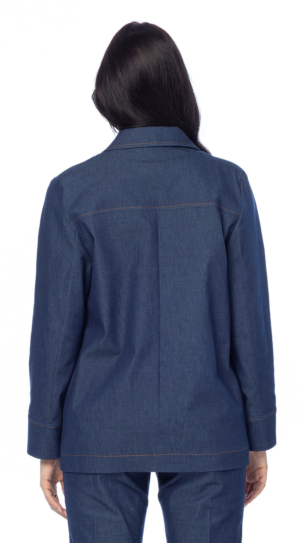 Giacca 2 Bottoni in Tessuto Denim Blu