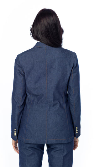 Giacca 1 Bottone in Denim Strutturato