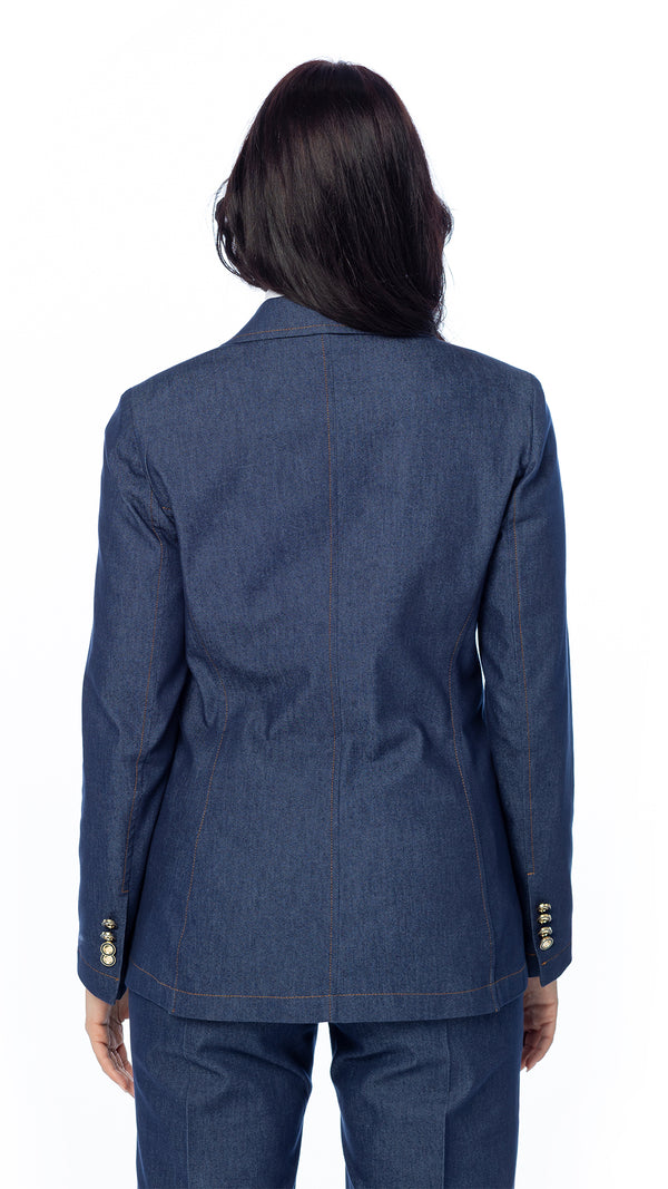 Giacca 1 Bottone in Denim Strutturato