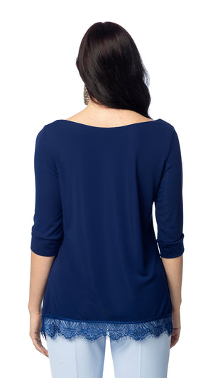 Maglia Asimmetrica con Pizzo Inchiostro