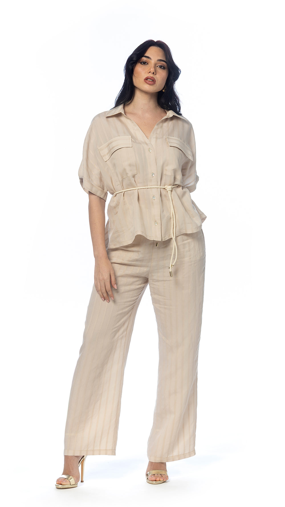 Pantalone Palazzo in Lyocell a Righe