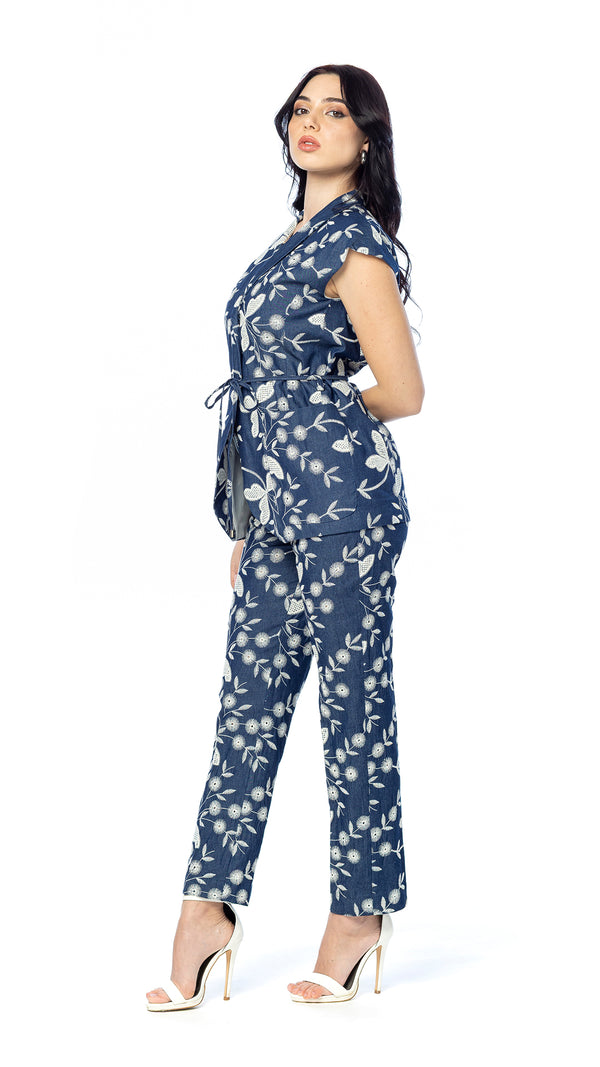 Pantalone a Sigaretta Libellula in Denim Ricamato
