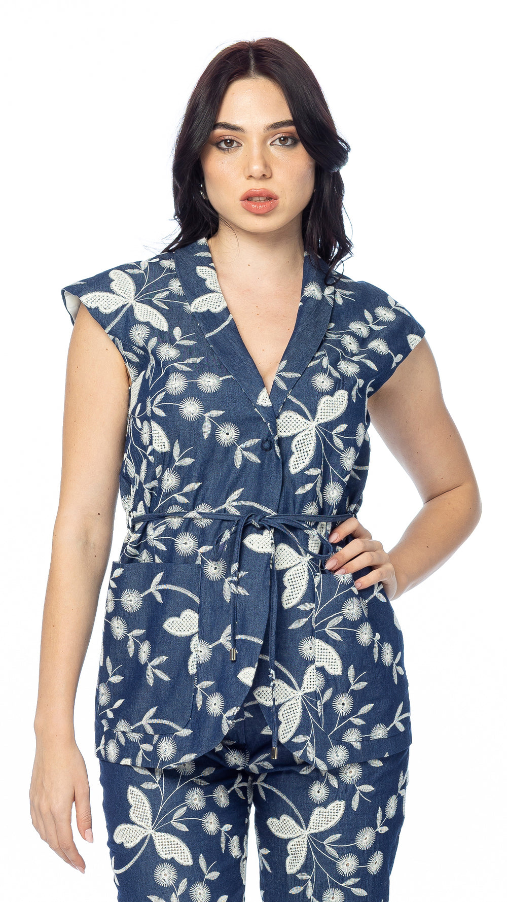Smanicato Libellula in Denim Ricamato