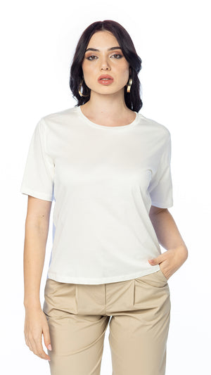 T-shirt in Cotone con Inserto in Popeline