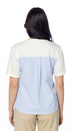 T-shirt in Cotone con Inserto in Popeline