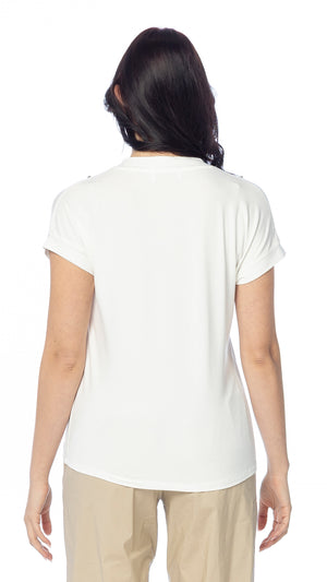T-shirt in Jersey di Viscosa con Scollo a V – Manica Corta