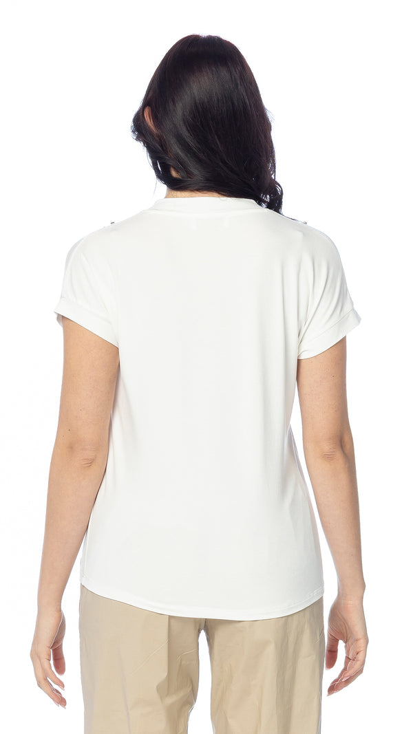 T-shirt in Jersey di Viscosa con Scollo a V – Manica Corta