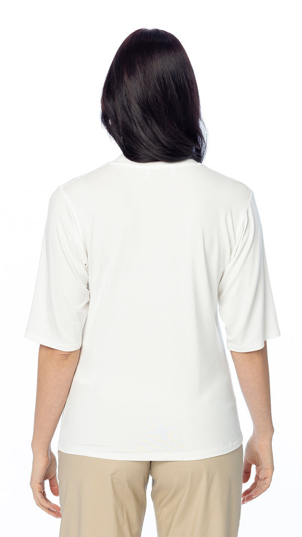 T-shirt in Jersey di Viscosa con Scollo a V – Manica al Gomito