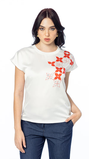T-shirt Stampa Floreale Boxy