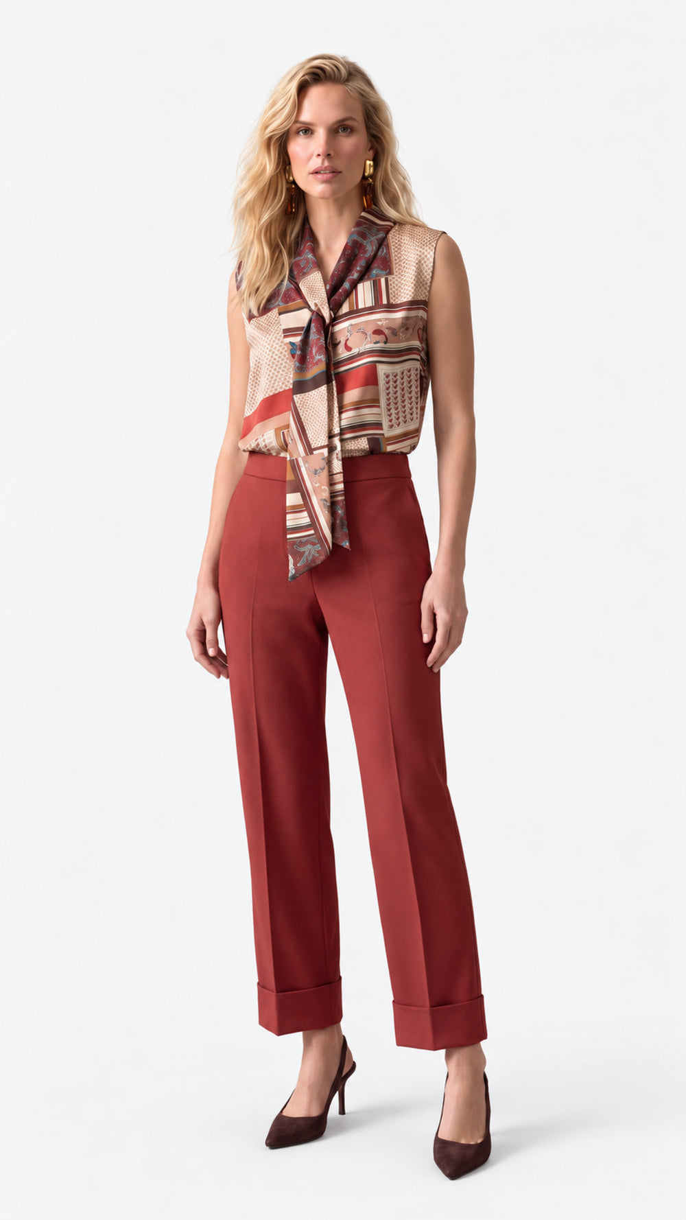 Look 02 — Blusa fantasia e pantalone — Cannella FW26/27