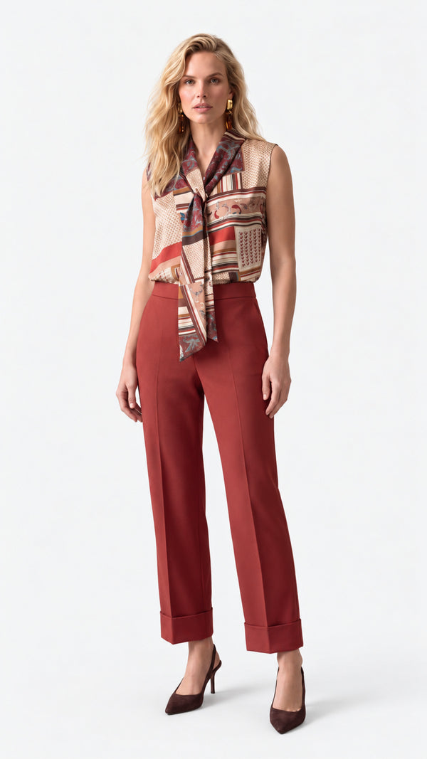 Look 02 — Blusa fantasia e pantalone — Cannella FW26/27