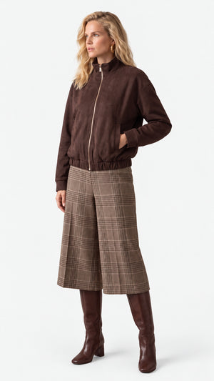 Look 18 — Bomber e bermuda a quadri — Cannella FW26/27