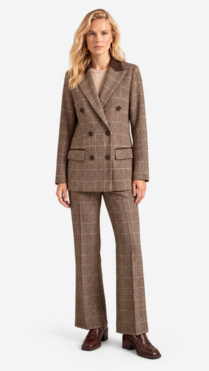 Look 22 — Completo doppiopetto a quadri — Cannella FW26/27