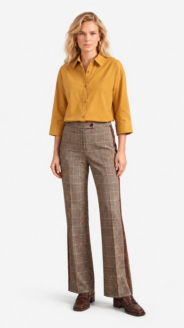 Look 23 — Camicia e pantalone a quadri — Cannella FW26/27