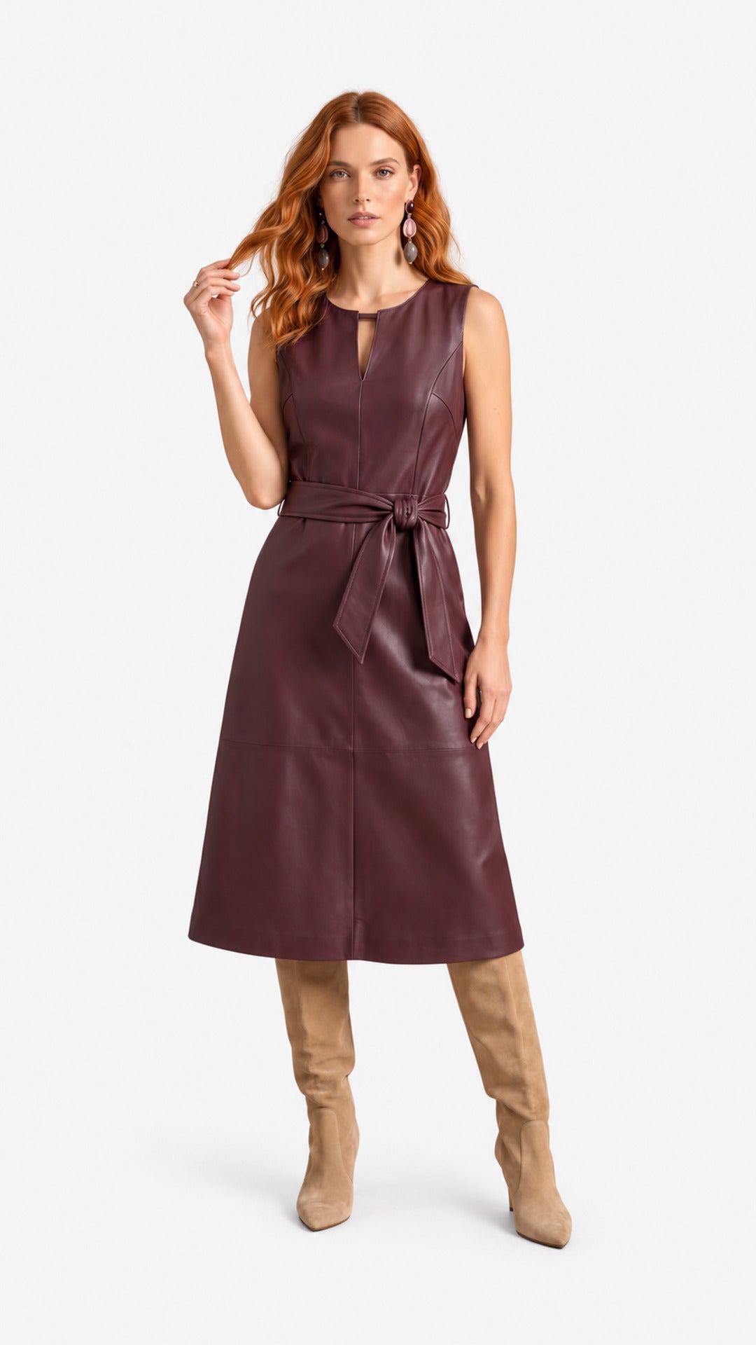 Look 41 — Abito smanicato con cintura — Cannella FW26/27