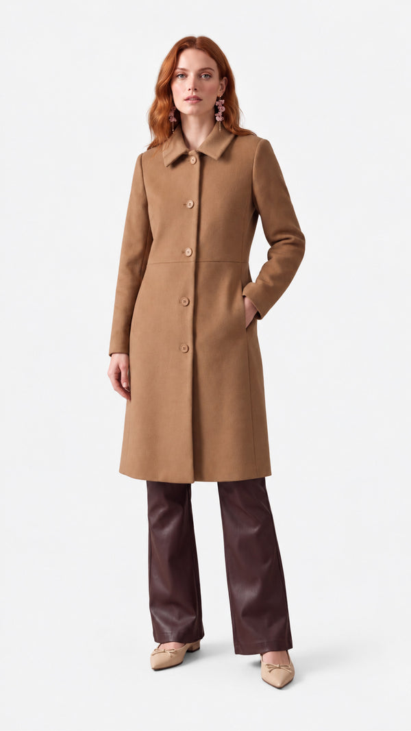 Look 43 — Cappotto e pantalone ampio — Cannella FW26/27