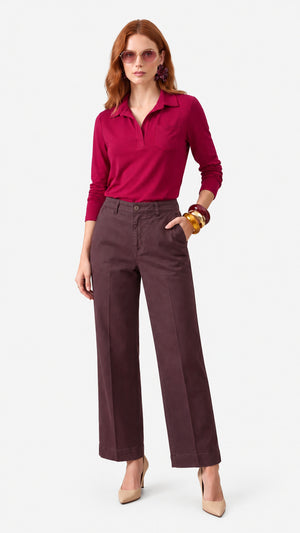 Look 53 — Polo a maniche lunghe e pantalone — Cannella FW26/27