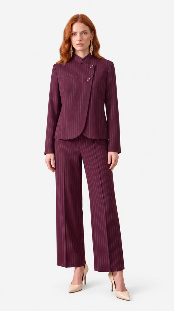 Look 55 — Giacca e pantalone gessato — Cannella FW26/27
