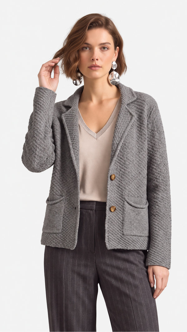 Look 60 — Cardigan e maglia con scollo a V — Cannella FW26/27