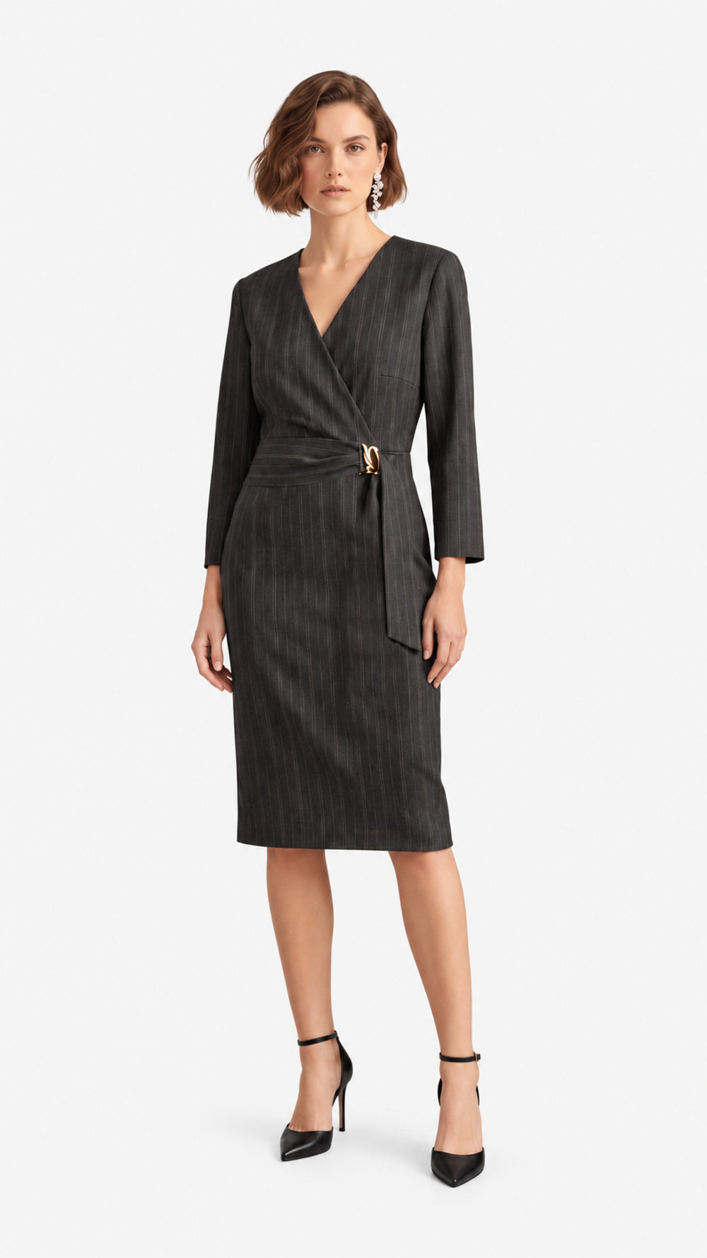 Look 61 — Abito scuro con cintura — Cannella FW26/27
