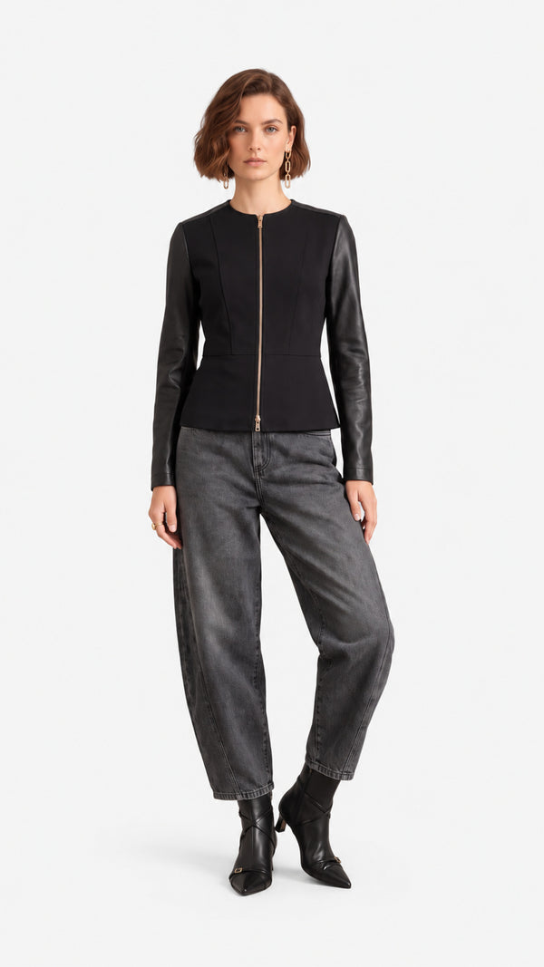 Look 63 — Giubbino con zip e pantalone — Cannella FW26/27