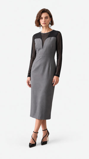 Look 68 — Abito longuette bicolore — Cannella FW26/27