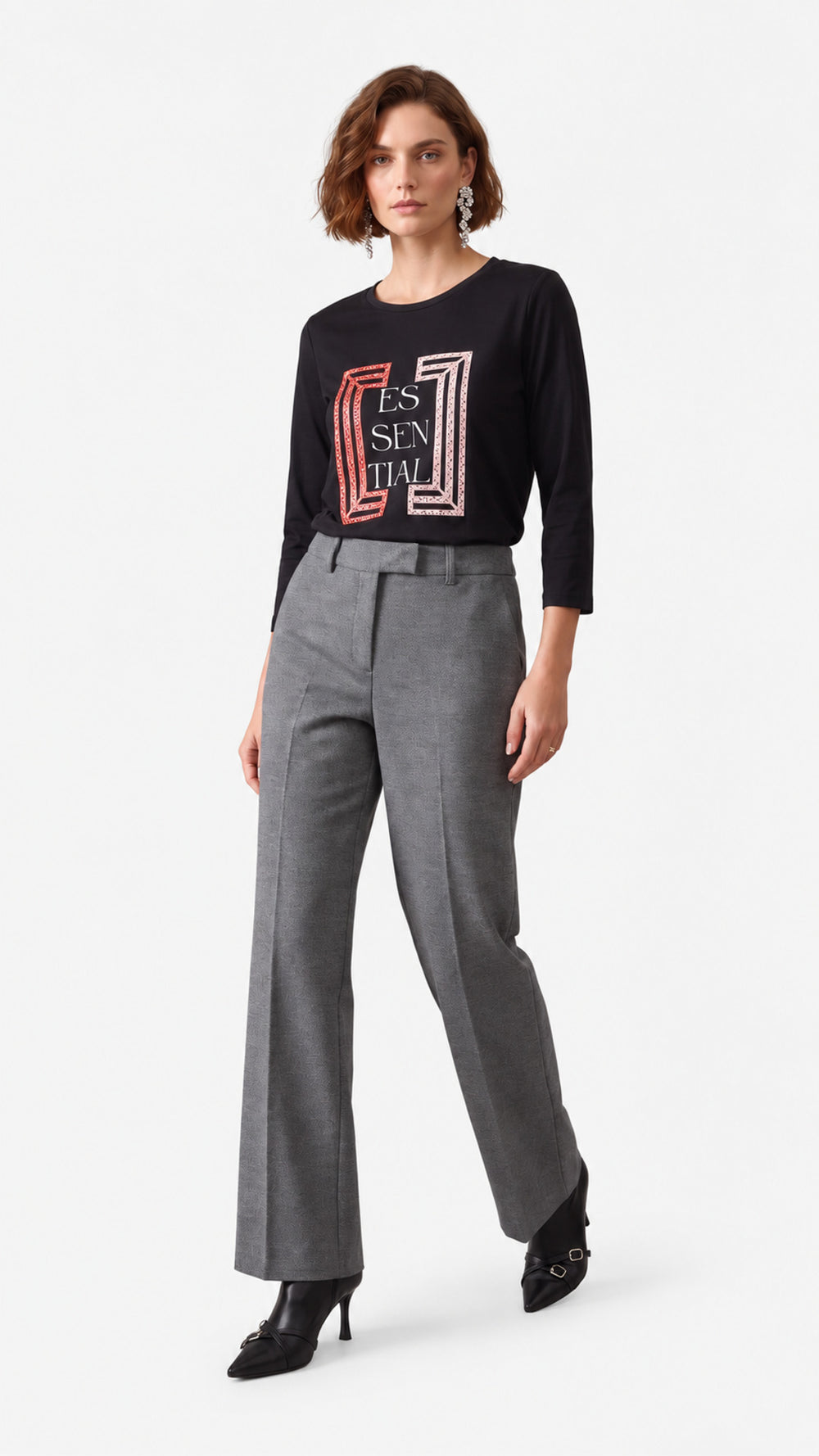 Look 77 — T-shirt con stampa e pantalone — Cannella FW26/27